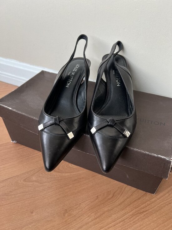 Louis Vuitton Shoes - Louis Vuitton Veau Nagoya Calfskin Slingback Heels Size 37 Black